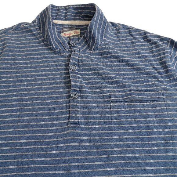 Johnnie-O Hangin Out Blue Striped Long Sleeve Henley Shirt Men Size XL Cotton - Picture 2 of 13